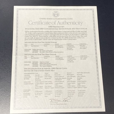 1989 PRESTIGE Proof Set. U.S. Mint Made. Complete & Original w/Box and COA OGP