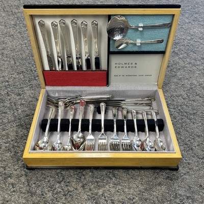 Holmes And Edwards 95 Pc Antique Silver-Plated Flatware Set With Box