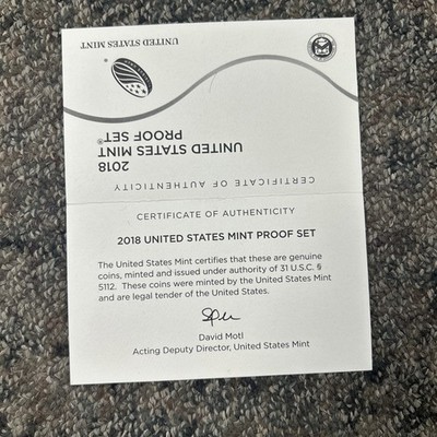 2018 Clad Proof 10-Coin Set U.S. Mint Original Government Packaging OGP & COA